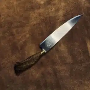 Faca Artesanal de Churrasco Acetinada – Louro Preto com Cabo Pistol